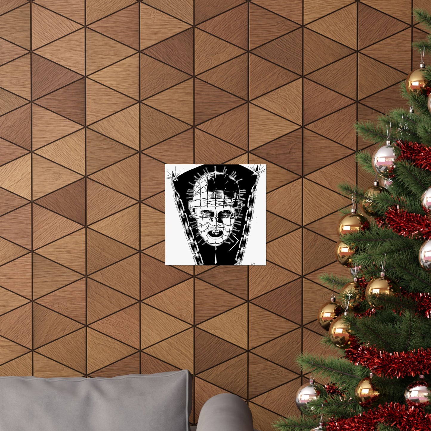 Hellraiser Pinhead Portrait Wall Art – Dark Horror Matte Poster for Fans