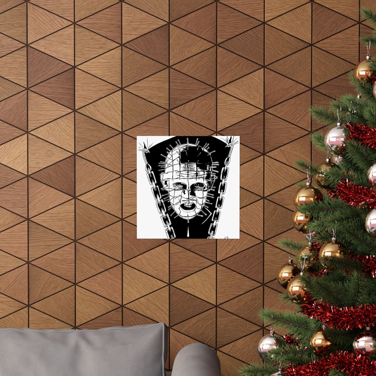 Hellraiser Pinhead Portrait Wall Art – Dark Horror Matte Poster for Fans
