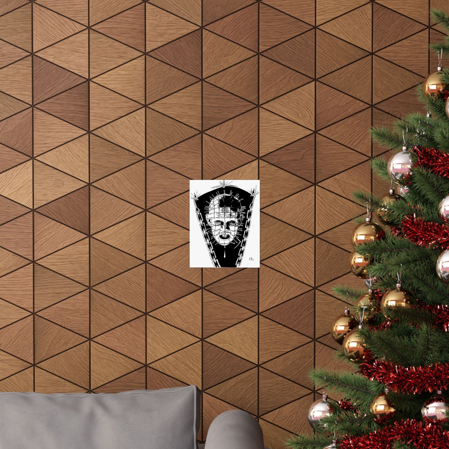 Hellraiser Pinhead Portrait Wall Art – Dark Horror Matte Poster for Fans