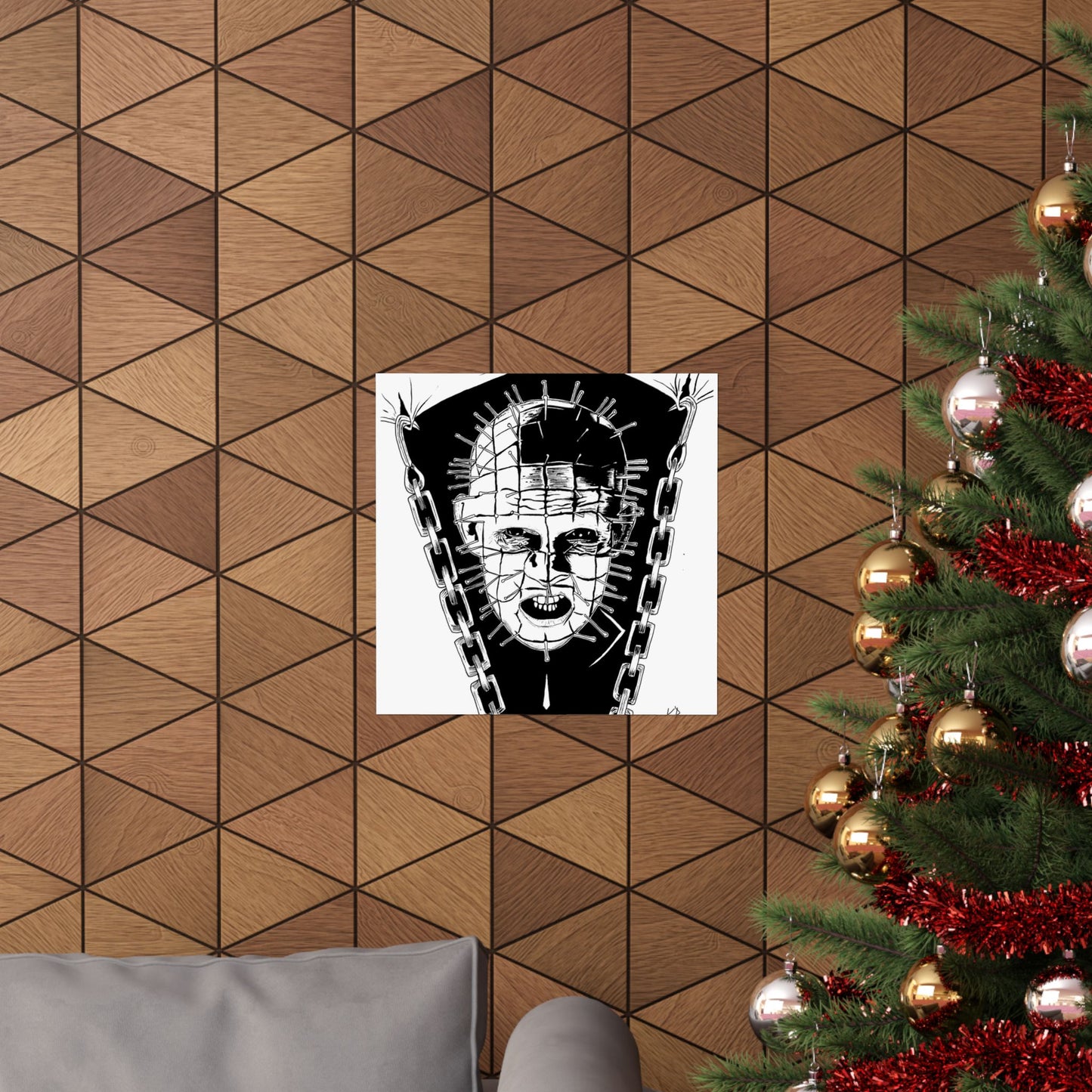 Hellraiser Pinhead Portrait Wall Art – Dark Horror Matte Poster for Fans