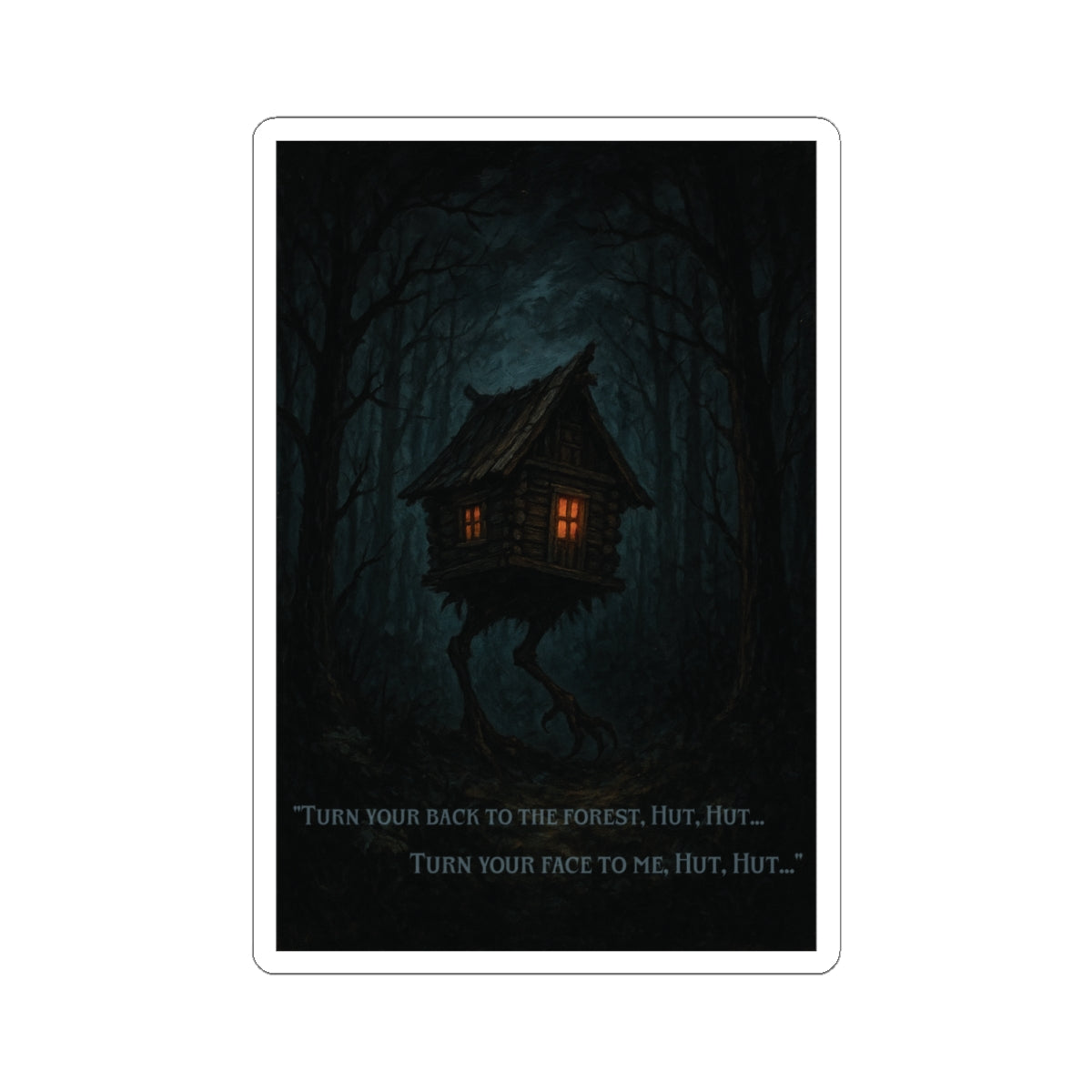 Hut Hut Vinyl Sticker – Baba Yaga’s Walking Hut Folklore Decal