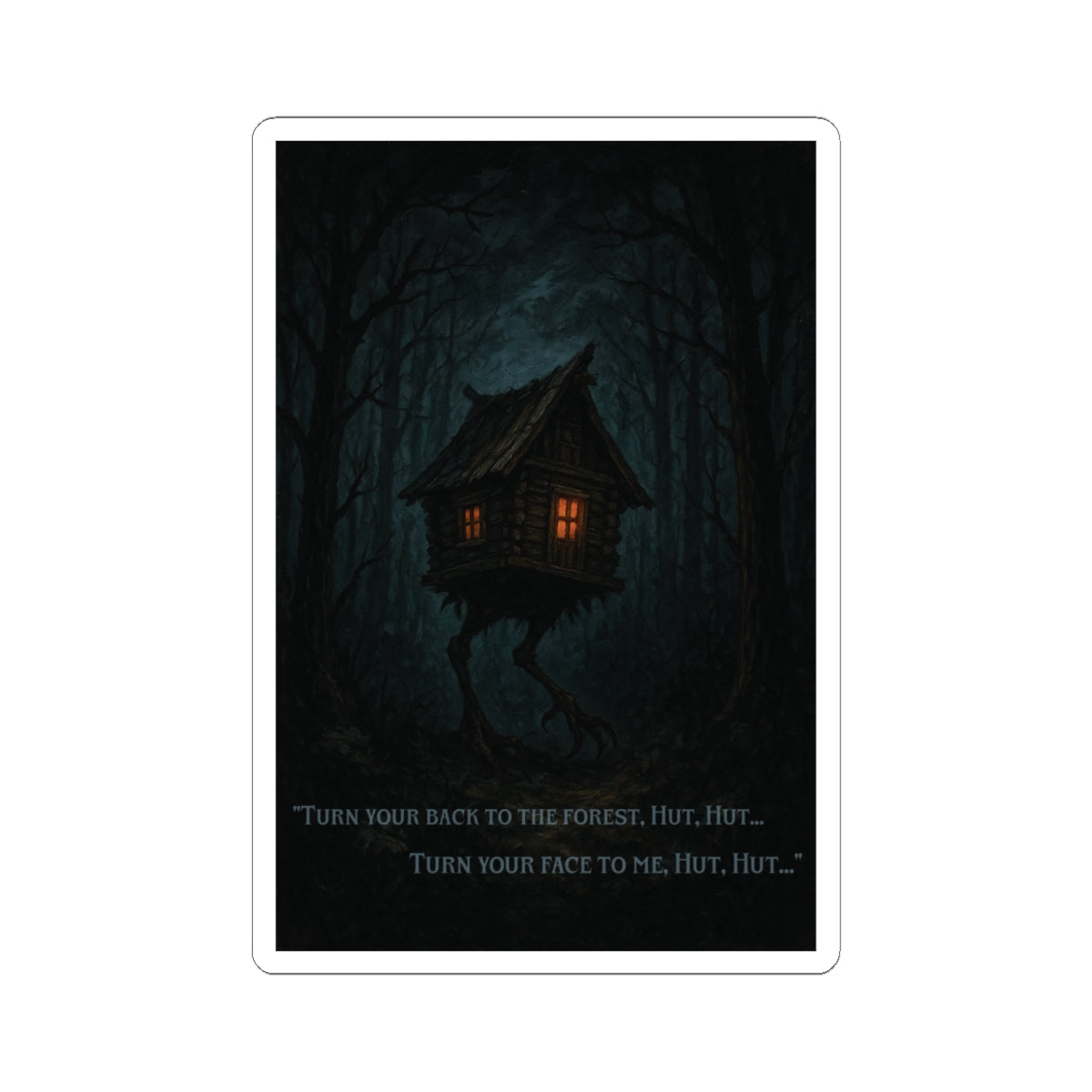 Hut Hut Vinyl Sticker – Baba Yaga’s Walking Hut Folklore Decal