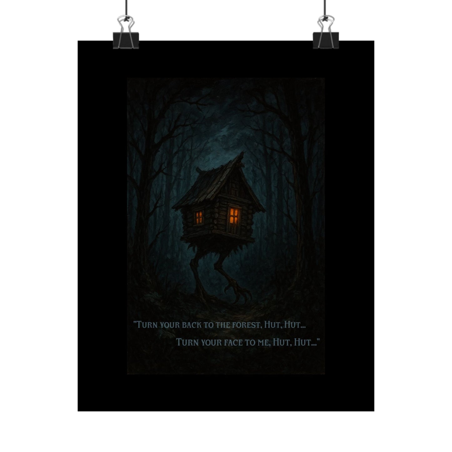 Hut Hut Wall Art – Baba Yaga’s Walking Hut Dark Forest Print