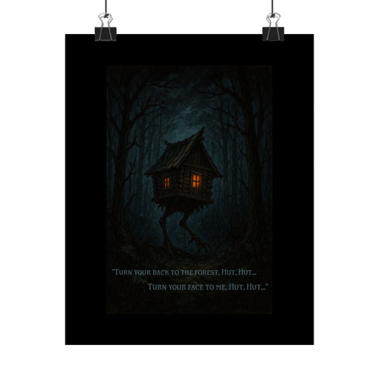 Hut Hut Wall Art – Baba Yaga’s Walking Hut Dark Forest Print