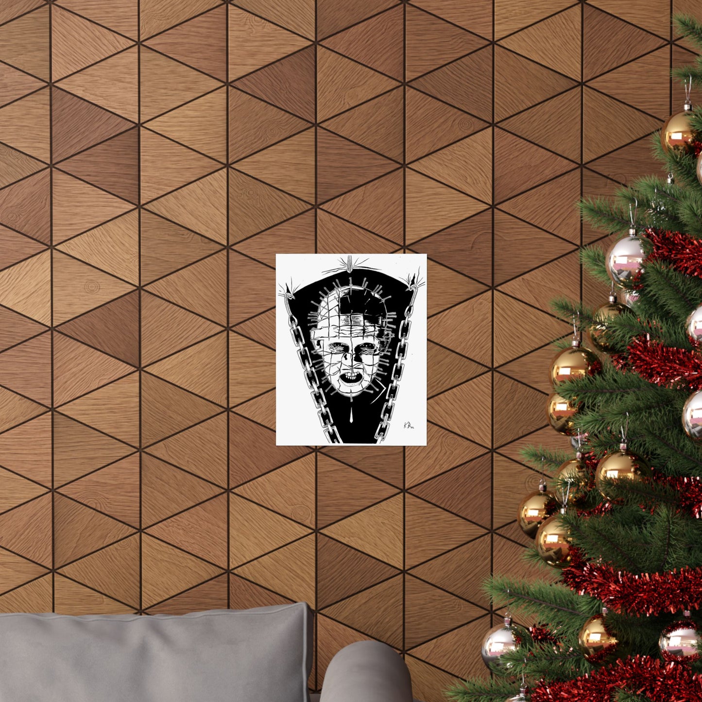 Hellraiser Pinhead Portrait Wall Art – Dark Horror Matte Poster for Fans